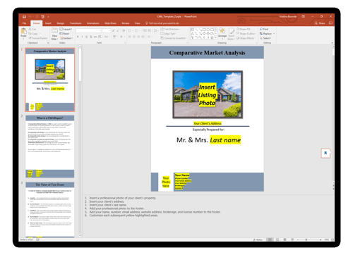 CMA Template Worksheet CMA Template Worksheet